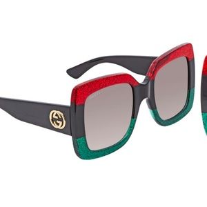 Gucci GG083S 001 Oversized Glitter Sunglasses NWT